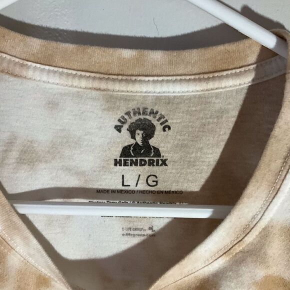 Jimi Hendrix Tiedye Cropped Graphic Tshirt, Tan, Large - Picture 4 of 8